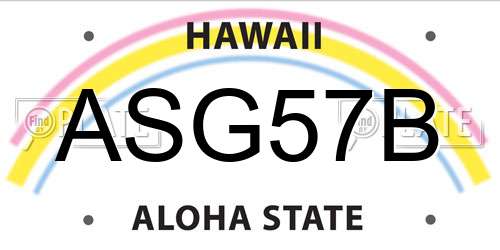 ASG57B Hawaii License Plate