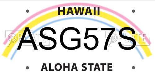 ASG57S Hawaii License Plate