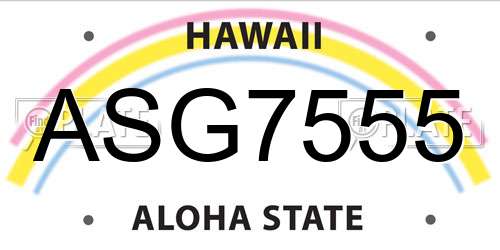 ASG7555 Hawaii License Plate