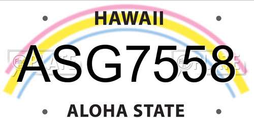 ASG7558 Hawaii License Plate