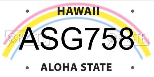 ASG758 Hawaii License Plate