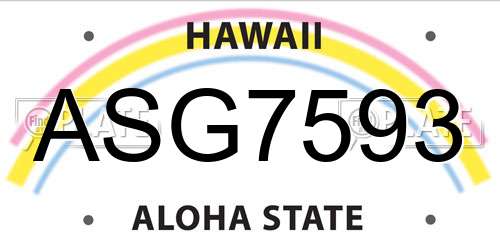 ASG7593 Hawaii License Plate