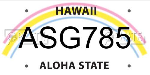 ASG785 Hawaii License Plate