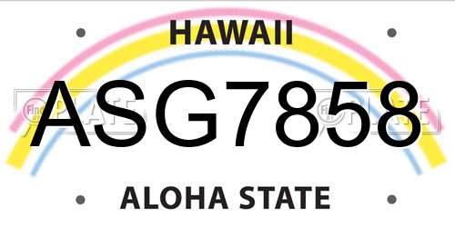 ASG7858 Hawaii License Plate