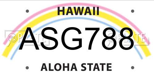 ASG788 Hawaii License Plate