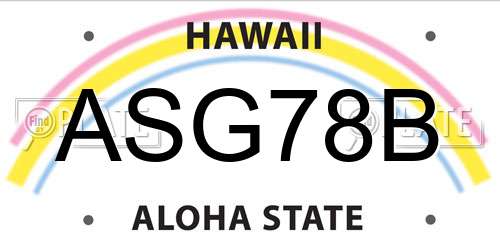 ASG78B Hawaii License Plate