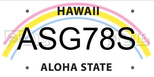 ASG78S Hawaii License Plate