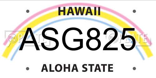 ASG825 Hawaii License Plate