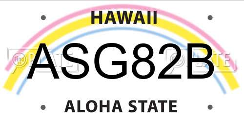 ASG82B Hawaii License Plate