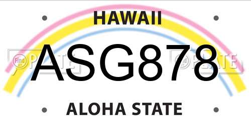 ASG878 Hawaii License Plate