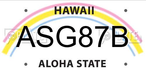 ASG87B Hawaii License Plate