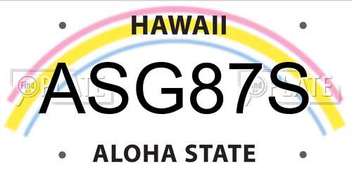 ASG87S Hawaii License Plate