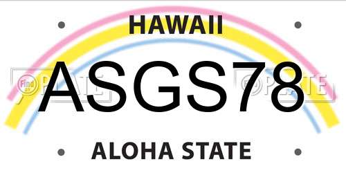ASGS78 Hawaii License Plate