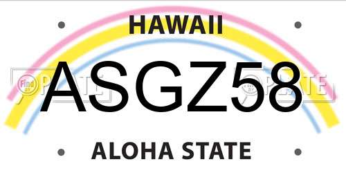 ASGZ58 Hawaii License Plate