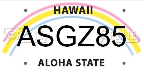 ASGZ85 Hawaii License Plate