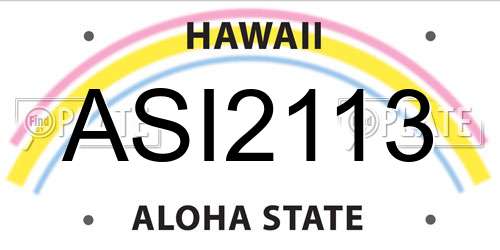 ASI2113 Hawaii License Plate