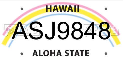 ASJ9848 Hawaii License Plate