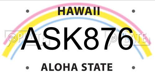 ASK876 Hawaii License Plate