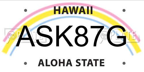 ASK87G Hawaii License Plate