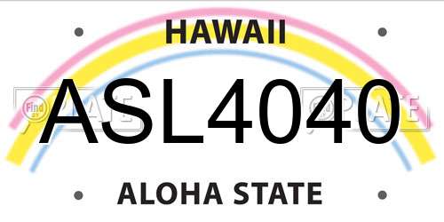 ASL4040 Hawaii License Plate