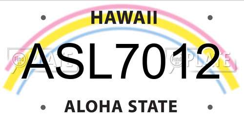 ASL7012 Hawaii License Plate
