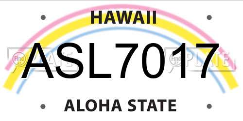 ASL7017 Hawaii License Plate