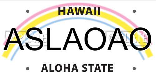ASLAOAO Hawaii License Plate