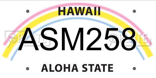 ASM258 Hawaii License Plate