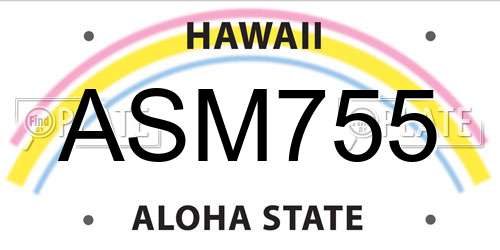 ASM755 Hawaii License Plate