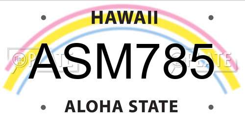 ASM785 Hawaii License Plate