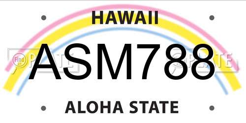 ASM788 Hawaii License Plate