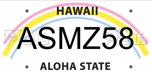 ASMZ58 Hawaii License Plate