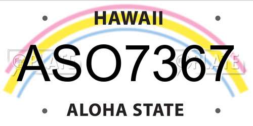 ASO7367 Hawaii License Plate