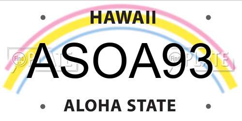 ASOA93 Hawaii License Plate