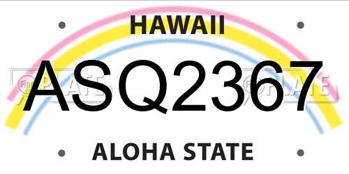 ASQ2367 Hawaii License Plate