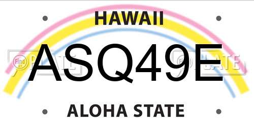ASQ49E Hawaii License Plate