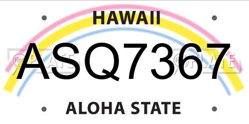 ASQ7367 Hawaii License Plate
