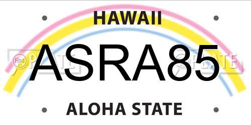 ASRA85 Hawaii License Plate