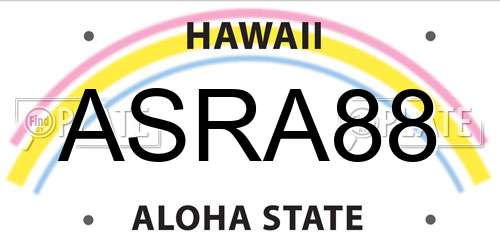 ASRA88 Hawaii License Plate