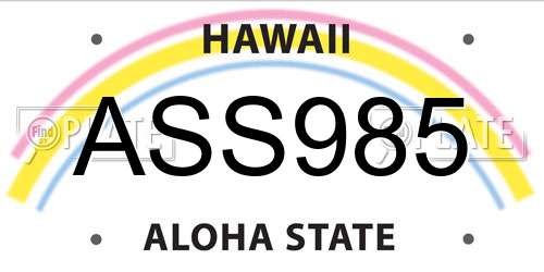 ASS985 Hawaii License Plate