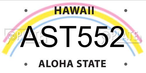 AST552 Hawaii License Plate