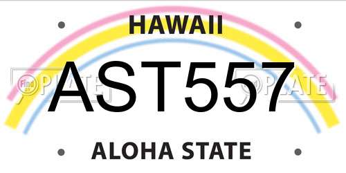 AST557 Hawaii License Plate