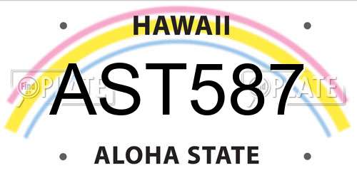 AST587 Hawaii License Plate