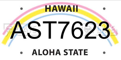 AST7623 Hawaii License Plate