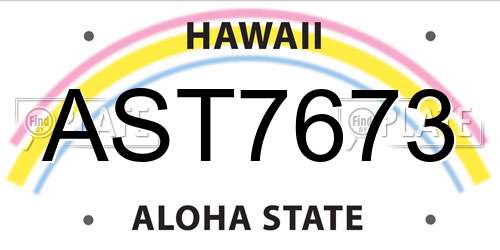 AST7673 Hawaii License Plate