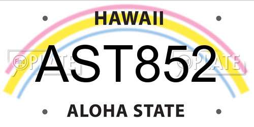 AST852 Hawaii License Plate