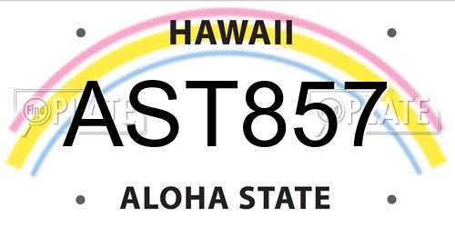 AST857 Hawaii License Plate