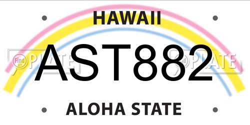 AST882 Hawaii License Plate