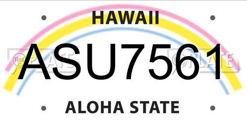 ASU7561 Hawaii License Plate