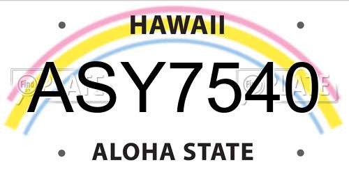 ASY7540 Hawaii License Plate